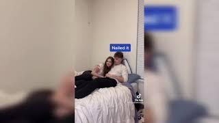 Couple cuddling for the first time