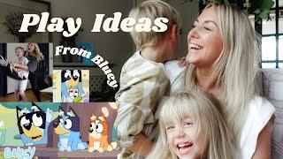 BLUEY PLAY IDEAS FOR AFTER SCHOOL. Indoor Games Inspired By Bluey.  SJ STRUM with Helen & Ida