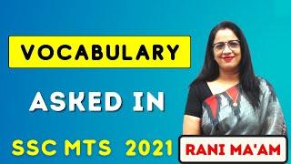 Vocabulary asked in ssc mts 2021  MTS Answer Key Discussion  English With Rani Maam