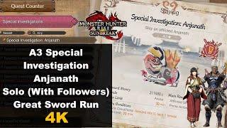 MHR Sunbreak A3 Special Investigation Solo With Followers - Anjanath