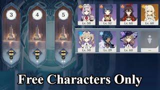Spiral Abyss Floors 3 4 and 5 Max Stars F2P Team October 1st Half