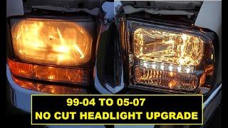 NO CUT 05-07 headlight Upgrade for 99-04 Ford F250 350 Spec-D Tuning Headlight 2LH-F250991PCG-RS