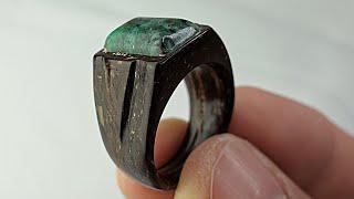 How to make a ring using coconut shell and a bead  biddis creativity  ring making 