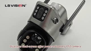 LS VISION Dual lens dual screen solar powered battery ptz camera