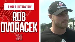 HuskerOnline chats one-on-one with Nebraska Football LB Coach Rob Dvoracek at HCU camp I GBR