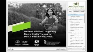 NTI Adoption Competency Training for Mental Health Professionals