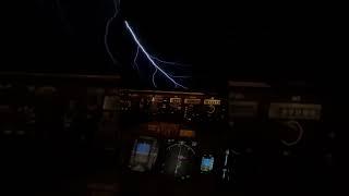 Tiny lightning on the windshield. St Elmo’s Fire 747 over the Pacific. #747 #boeing