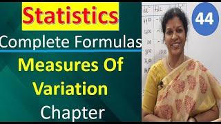 44. Complete Formulas of Measures Of Variation Chapter from Statistics Subject