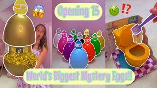 ASMR OPENING 15 *WORLDS BIGGEST* RAINBOW MYSTERY EGGS⁉️ 100+ SURPRISES🫢 Rhia Official