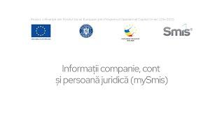 Tutorial - Completarea informațiilor despre companie MySMIS