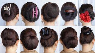 TOP 10 Simple And Easy Hairstyle Do It Yourself  New Hair Bun Styles Claw Clip