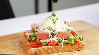 【4K】 No Oven No Bake Lockdown Recipes At Home   Easy Pizza Bread  Air fryer Recipes