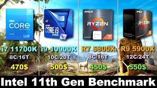 Intel 11th Gen  Intel 11700k Benchmark  11700k vs 10900k  11700k vs 5800x  11700k vs 5900x