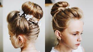 How to style little girls’ thin hair.  Braid into the bun.