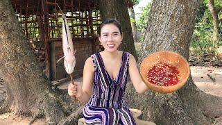 Angel Yumi Cooking  Grilled snakehead fish with straw YuMi Daily Life