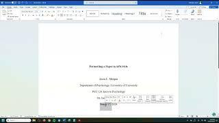 Formatting a paper in APA style 7th Edition