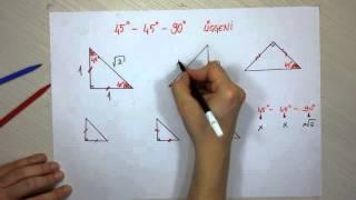 TRİGONOMETRİ 30-60-90 VE 45-45-90 ÜÇGENLERİ İLE TRİGONOMETRİK ORANLARI