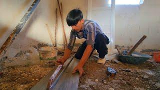 Brothers in action cooperation and unity in tiling the bathroom wall