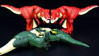 4 PRESS DINO 3 BIG TYRANNOSAURUS REX 1 MINI T-REX - ASMR - DINO KING TOYS 230921