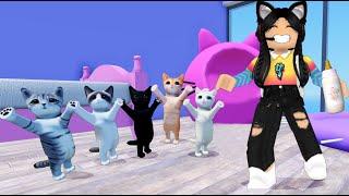 me CONVIERTO en NIÑERA de GATITOS bebés   en roblox  paolazgames