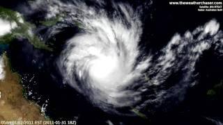 Satellite & Radar Timelapse - Tropical Cyclone Yasi Update 3