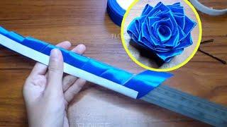 DIY- Easy ribbon Rose making with Ruler  Amazing ribbon flower trick