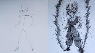 How to Draw Gohan super Saiyan 2  Dragonball z  Anime drawing