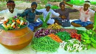 BIG VEGETARIAN RECIPE  BISI BELE BATH  Healthy Vegetables Recipe  Sambar Sadam Cooking In Village