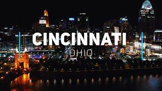 Cincinnati by night Ohio  4K drone footage