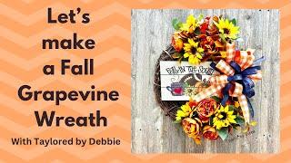 DIY Fall Wreath  Fall DIY Wreath  DIY Grapevine Wreath  How to make a Fall Wreath  DIY Wreath
