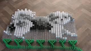 grey shih szu dog made out of domino stones