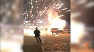 New Years Eve party goes wrong when 600 fireworks ignite from car