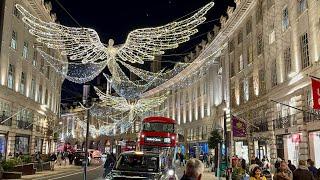 London Best Christmas Lights and Shops Displays 2022  London’s Walking Tour 4K HDR