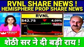 RVNL SHARE LATEST NEWS TODAY I HEMISPHERE PROP SHARE LATEST NEWS #शेठी सर ने दी बड़ी राय 