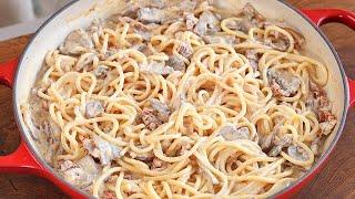 So tasty that you want to cook it again and again Pasta with creamy sauce