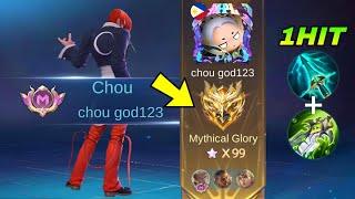 TOP SUPREME CHOU SOLO RANK IN MYTHICAL GLORY FULL GAMEPLAY + 1HIT BUILD no clickbait