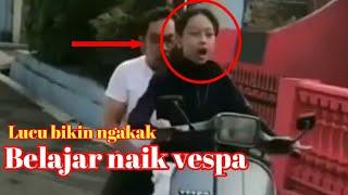 cewek belajar naik vespa lucu banget bikin ketawa  #shorts #vespaindonesia