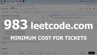 Разбор задачи 983 leetcode.com Minimum Cost For Tickets