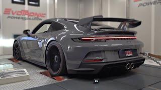 Porsche 992 GT3 feat. FULL Akrapovic Titanium Exhaust System  Start Up Revs & DYNO PULLS