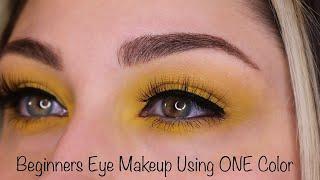 Beginners Eye Makeup Using ONE Eyeshadow  Rainbow Eye Makeup Yellow  Beautybyjosiek