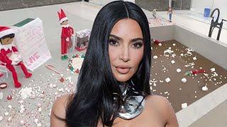 Kim Kardashian Dyes Her Bathtub Brown for MESSY Elf on a Shelf Prank