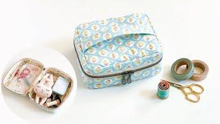 How to sew Daily Essential Pouch  Quilted Zipper Case  Sewing Pattern  Handmade Bag