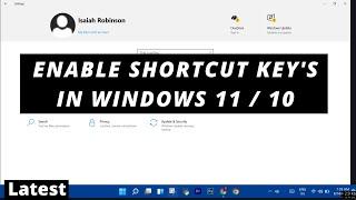 How to enable shortcut key in windows 11  10