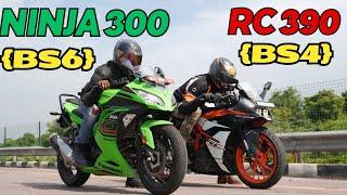 Kawasaki Ninja 300 {BS6} vs KTM RC390 {BS4} Drag Race