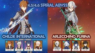 Childe International & Arlecchino Furina - 4.5 4.6 Spiral Abyss - Genshin Impact