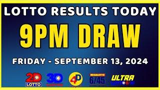 Lotto Result Today 9PM Draw September 13 2024 Friday Ez2 Swertres 4D 645 658 #lotto