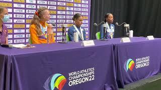 Sydney McLaughlin 400 hurdles press conference after 50.68 world record at 2022 Worlds