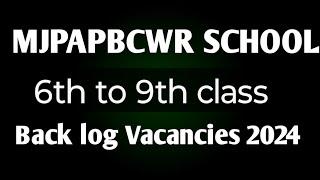 MJPAPBCWR Back log vacancies