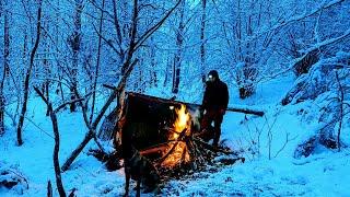 3 Days Solo Winter Camping Adventure in the Snowstorm Bushcraft Survival Shelter Campfire Cooking