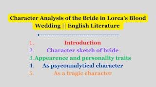 Character Analysis of the Bride in Lorcas Blood Wedding  English Literature #literature